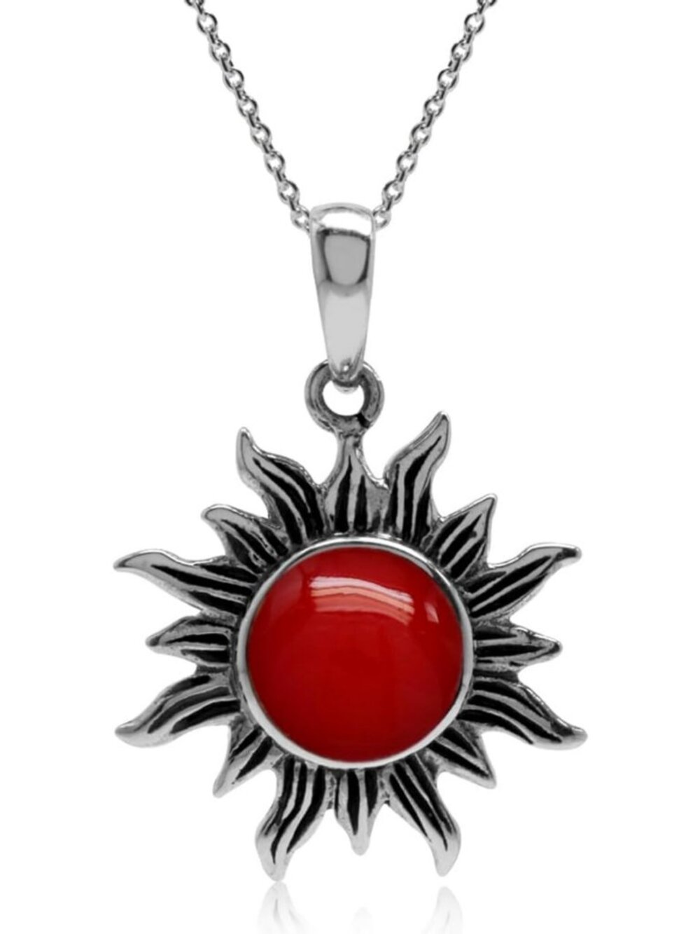 8mm Cabochon Gemstone Pendant Necklace in 925 Sterling Silver with 18" Chain
